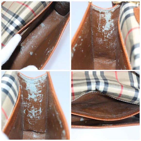 Burberrys Clutch Bag Leather Brown Auth bs15802 - Picture 14 of 15